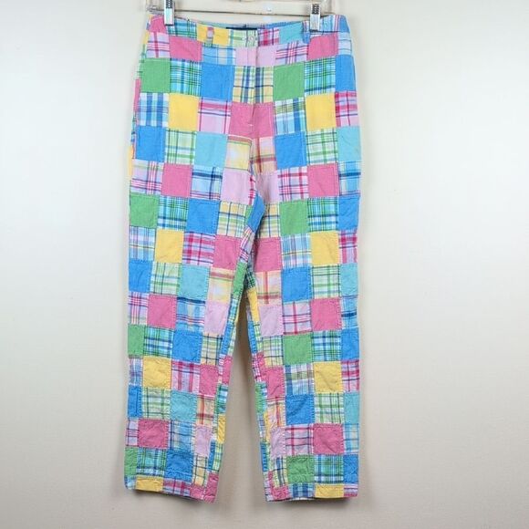 Brooks Brothers Cotton Madras Plaid Colorful Patchwork Pants Size 6 Preppy - Picture 1 of 11